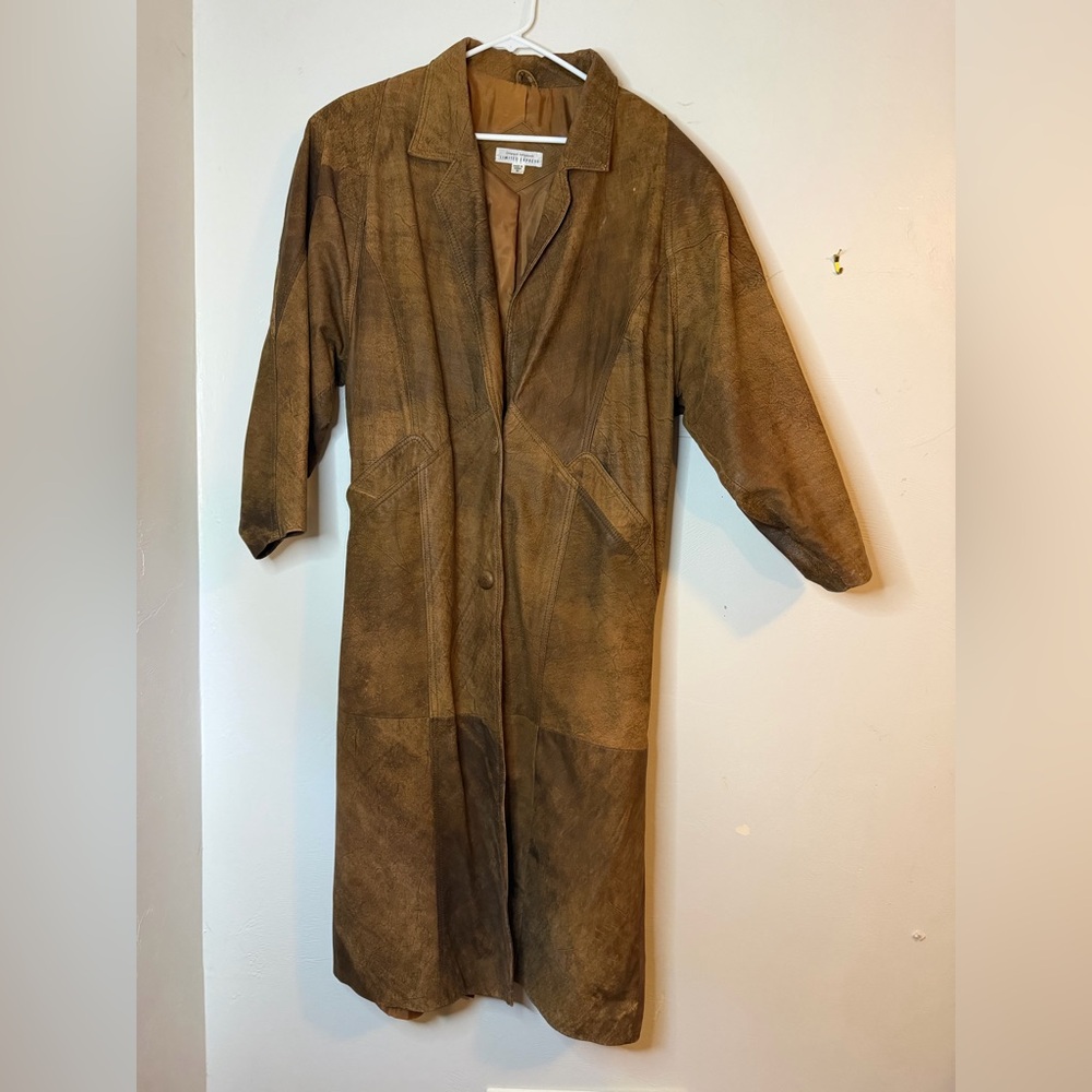 Brown leather  Women's long trench Coat